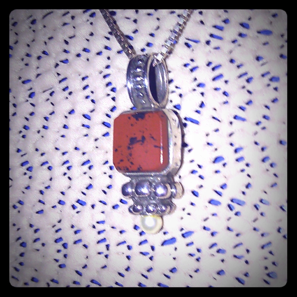 Jasper and pearl pendant